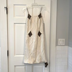 Carolina Herrera size 2 dress in shimmery cream with beaded diamonds and straps